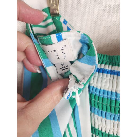 A New Day Womens M Cute Striped Jumpsuit beachy coastal summer spring party - Picture 5 of 15